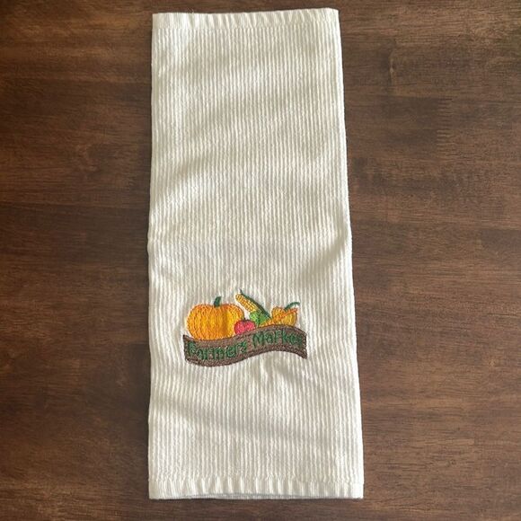 White Cotton Farmers Market Sign Vegetables Kitchen Bar-Mop 18” by 16” - Picture 2 of 5